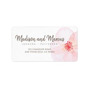 Étiquette Minimaliste + Aquarelle de l'adresse florale
