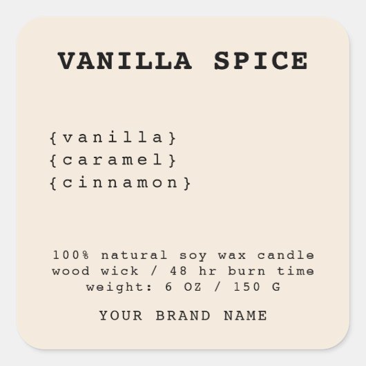 Étiquette minimaliste aux bougies beiges (Devant)