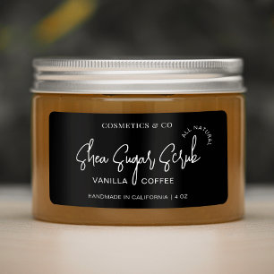 Étiquette Minimaliste Black Body Scruter Cosmetic Jar Produi
