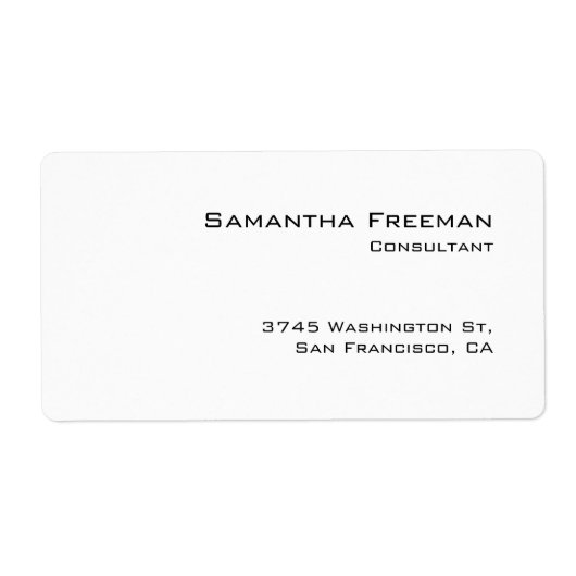 Étiquette Minimaliste blanc pur traditionnel (Devant)