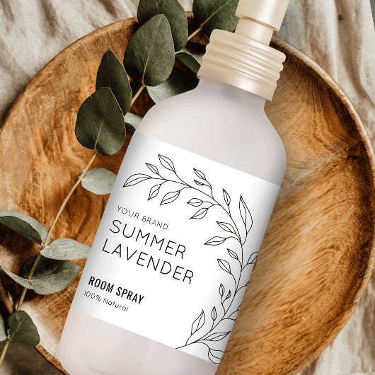 Étiquette minimaliste Botanique Noir Salle Blanche