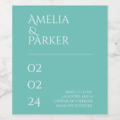 Étiquette minimaliste de vin Mariage vert (Étiquettes simples)