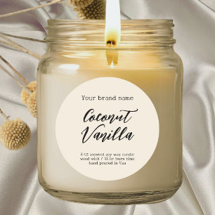 Étiquette minimaliste d'emballage beige bougie