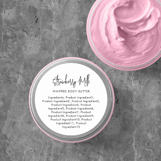 Étiquette Minimaliste Ingrédients Écriture Moderne