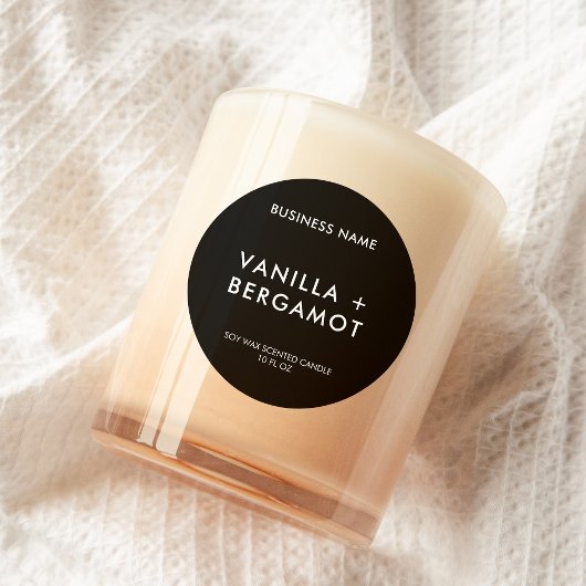 Étiquette minimaliste moderne à bougie noire