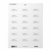Étiquette Minimaliste noir & blanc moderne clair (Feuille entière)