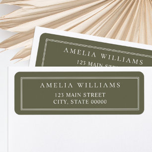Étiquette Minimaliste Olive Green Deux bordures Adresse de r