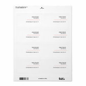 Étiquette Minimaliste rouge clair noir blanc moderne (Feuille entière)