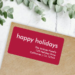 Étiquette Minimaliste rouge de Bourgogne | Adresse de retour<br><div class="desc">Une citation simple et élégante "happy holiday" de l'adresse de retour avec une typographie moderne en blanc sur un arrière - plan rouge vin dans un style minimaliste "scandi" scandinave design. Le étiquette peut être facilement personnalisé avec votre propre salutation, nom de retour et adresse pour faire un étiquette de...</div>