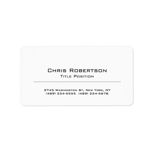 Étiquette Minimaliste simple blanc professionnel simple (Devant)