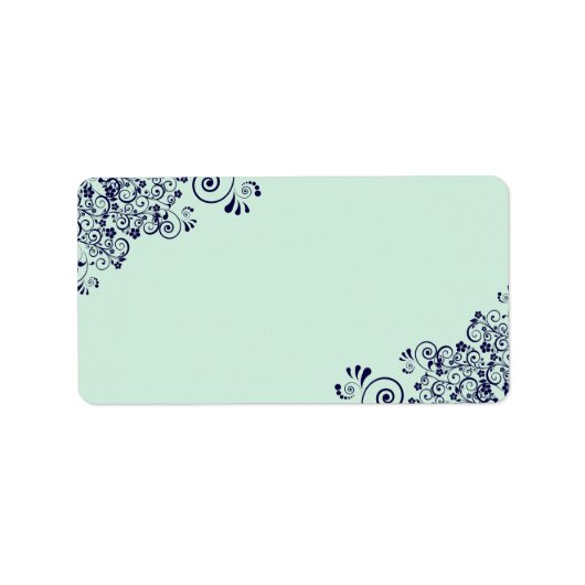 Étiquette Mint Green & Navy Blue Lace Blank Mariage Adresse (Devant)