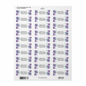 Étiquette Mint & Purple Floral Rose Mariage Adresse de retou (Feuille entière)