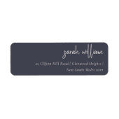 Étiquette Minuscule marine Noir Script Typographie Adresse (Devant)