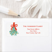 Étiquette Mistletoe Red Berries Noël (En situation)