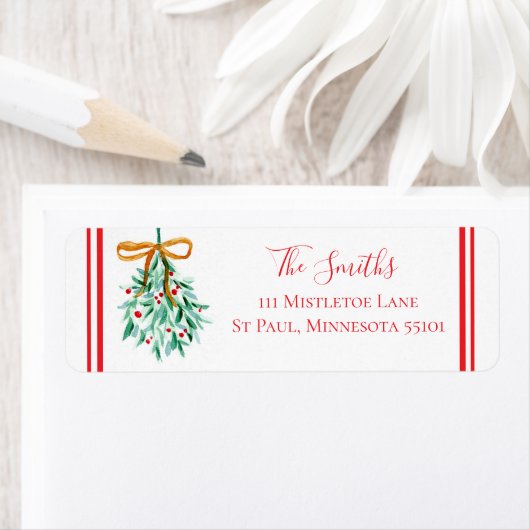 Étiquette Mistletoe Return Address Labels (En situation)