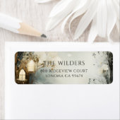 Étiquette Misty Forest Candlelight Adresse de retour (En situation)