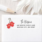 Étiquette Mittens Rouges de Calligraphie Moderne Adresse de  (En situation)