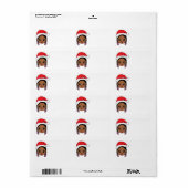 Étiquette Mme Black Père Noël Melanin Noël Claus Hommes (Feuille entière)