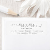 Étiquette Mme et Mme Ring Heart Script Nom de retour Adresse (En situation)