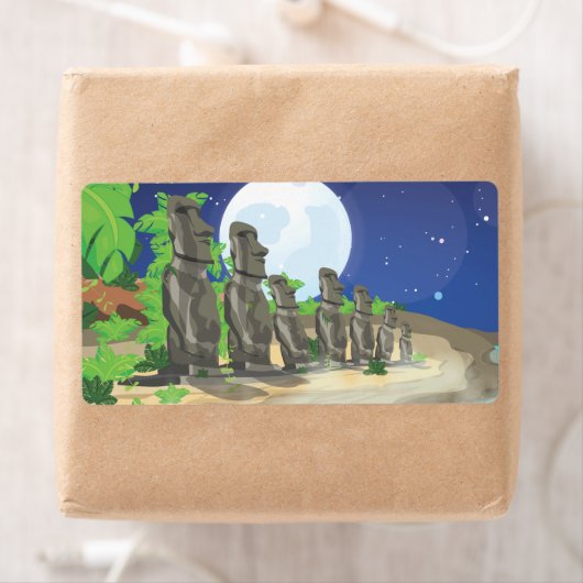 Étiquette Moai de l'île de Pâques (En situation)