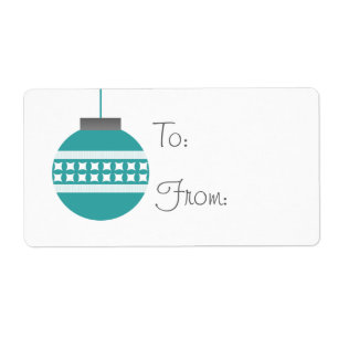 Étiquette Mod Christmas Ornament Vacances Tags, Turquoise