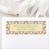 Étiquette Mod Dots Retro Turquoise et Motif rose pâle (En situation)