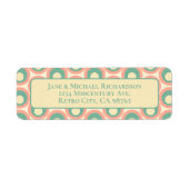 Étiquette Mod Dots Retro Turquoise et Motif rose pâle (Devant)