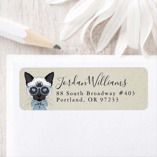 Étiquette Mode Chat Siamese Smart | Ajouter Votre Nom (En situation)