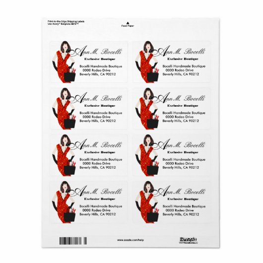 Étiquette Mode Empreinte de léopard rouge (Feuille entière)