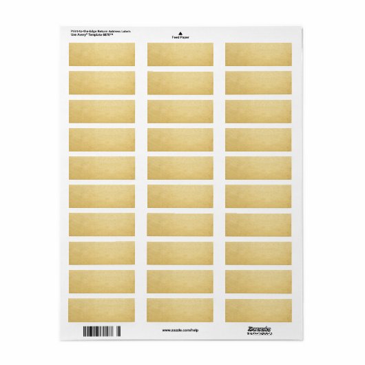 Étiquette Modèle blanc Gold Faux Foil Adresse postale (Feuille entière)