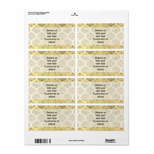 Étiquette Modèle damé or (Feuille entière)