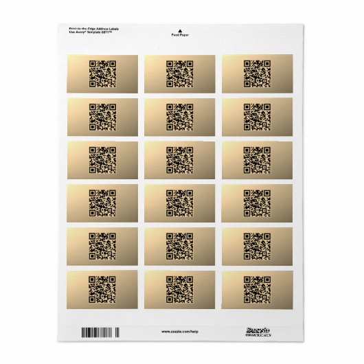 Étiquette Modèle de code QR immédiatement modifiable | Or Fa (Feuille entière)