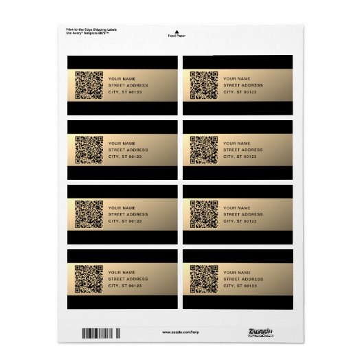 Étiquette Modèle de code QR immédiatement modifiable | Or Fa (Feuille entière)