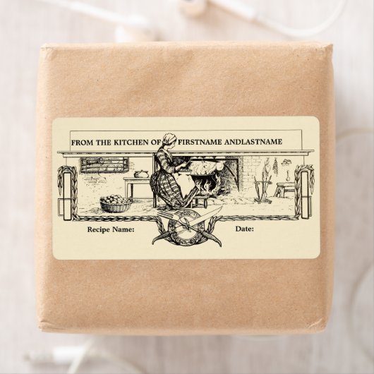 Étiquette Modèle de cuisine vintage (En situation)