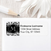 Étiquette Modèle de Damas de tableau noir et blanc (En situation)