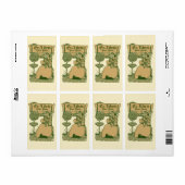 Étiquette Modèle de fille et de chat Ex Libris Art Nouveau (Feuille entière)