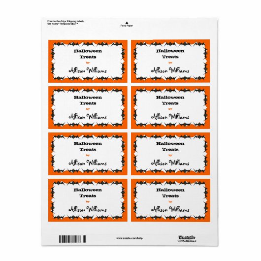 Étiquette Modèle de sachets de traitement (Feuille entière)