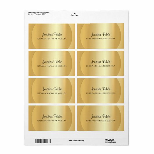 Étiquette Modèle de script de la calligraphie de l'or person (Feuille entière)