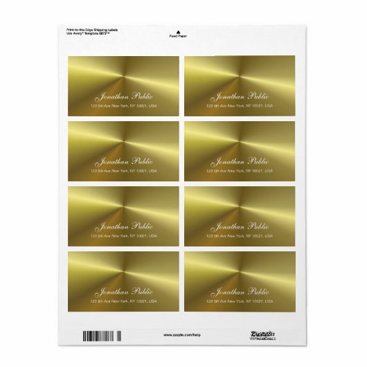 Étiquette Modèle de script élégant à l'aspect métallisé tend (Feuille entière)