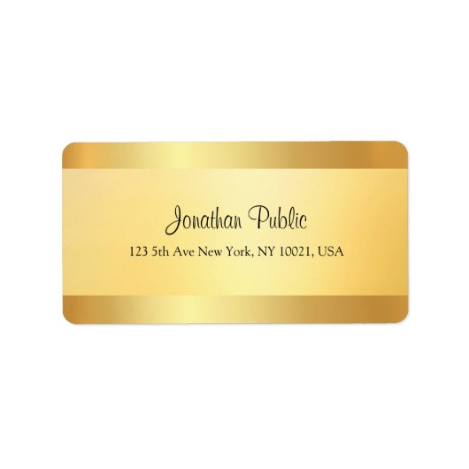 Étiquette Modèle de script manuscrit moderne Faux Gold (Devant)