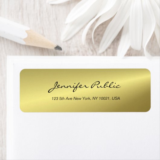 Étiquette Modèle de script manuscrit moderne Gold Elegant (En situation)