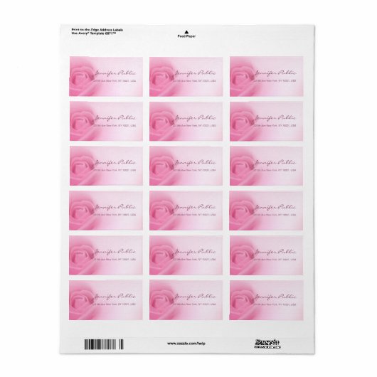 Étiquette Modèle de script moderne rose (Feuille entière)