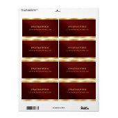 Étiquette Modèle de texte Bordeaux et Or élégant pour l'expé (Feuille entière)