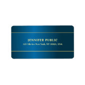 Étiquette Modèle de texte moderne Deep Blue Gold Professiona (Devant)