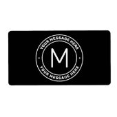 Étiquette Modèle de texte personnalisable | Noir et blanc (Devant)