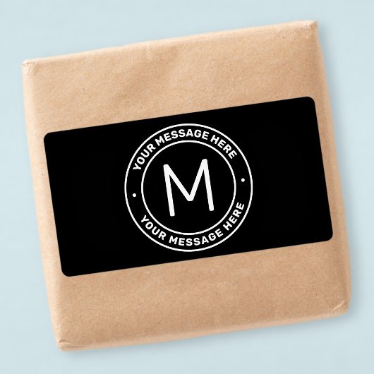 Étiquette Modèle de texte personnalisable | Noir et blanc