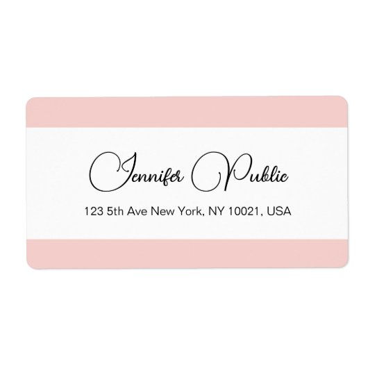 Étiquette Modèle de typographie Blush Rose Blanc Expédition (Devant)