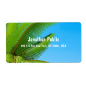 Étiquette Modèle d'écriture manuscrite élégant Blue Sky Palm (Devant)