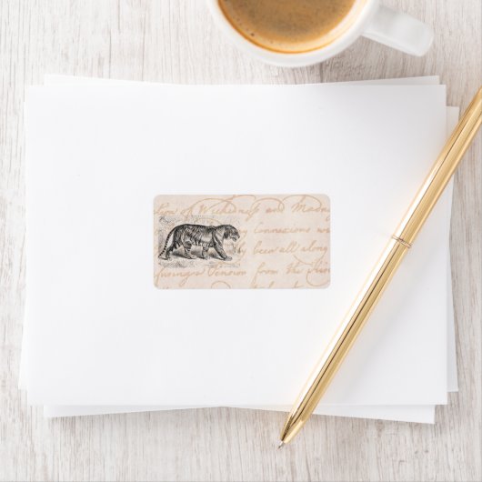 Étiquette Modèle d'illustrations de tigres vintages (En situation)