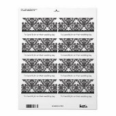 Étiquette Modèle Dramatique Noir Damas (Feuille entière)